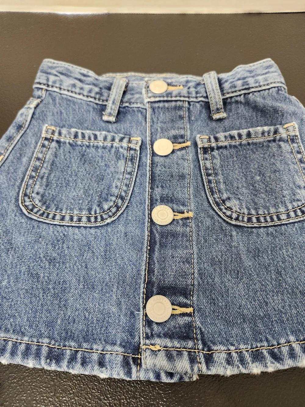 Girls 3T Denim Snap Button-Front Skirt Adjustable Waist Casual Everyday Wear